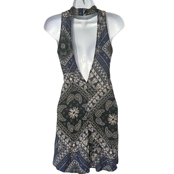 FREE PEOPLE INTIMATELY Beaux Slip Dress Blue Size Small Mock Neck Open Back - Picture 5 of 10